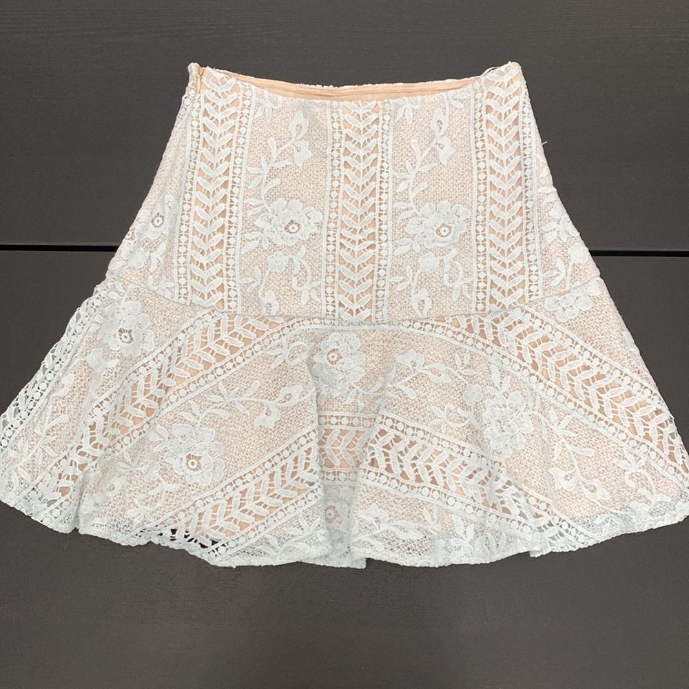 Baby Blue Lace Mini Skirt with Lining - Small - Picture 5 of 11